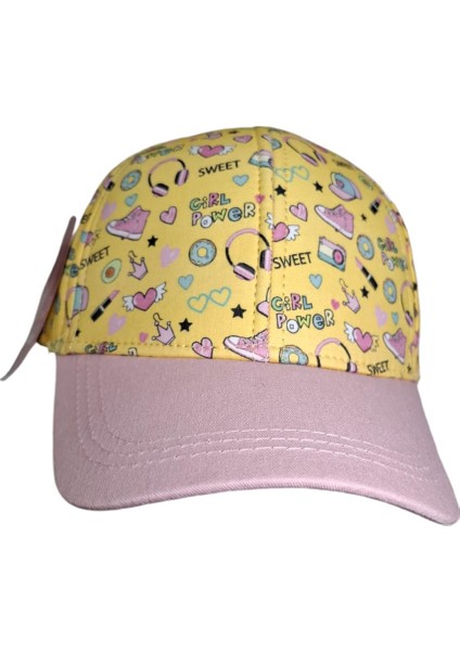 Kitti 4-8 Kız Çocuk Sarı Renk Desenli Şapka fırsatları