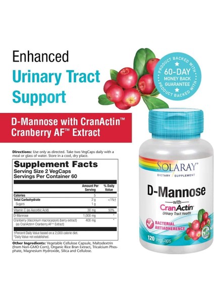 D-Mannose With Cranactin Cranberry Urinary Tract Health Idrar Yolu Vitamin C Ascorbic Acid fiyatları