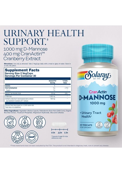 D-Mannose With Cranactin Cranberry Urinary Tract Health Idrar Yolu Vitamin C Ascorbic Acid indirimleri