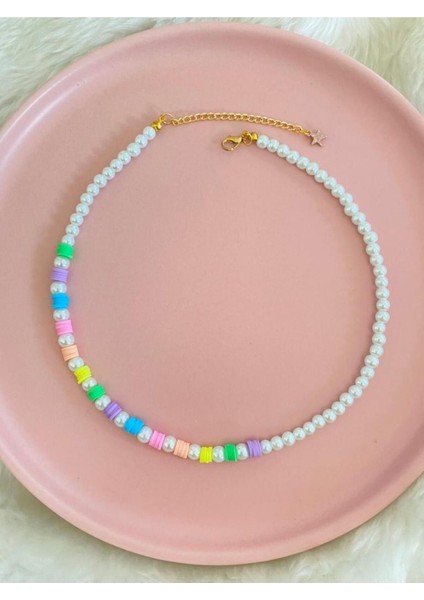 Kolye Incili Fimo Serisi Kumral fiyatları