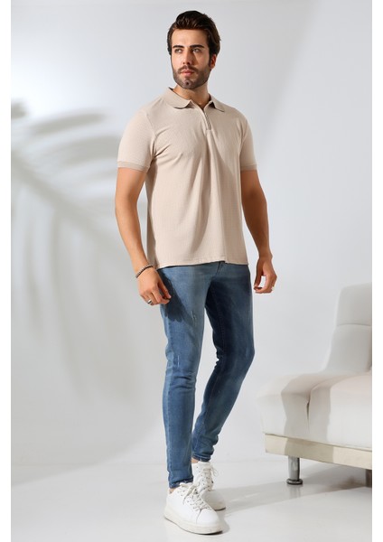 Temper Erkek Yumuşak Dokulu Regular Fit Minik Baklava Jakar Polo Yaka Fermuarlı T-Shirt & T-Shirt indirimleri