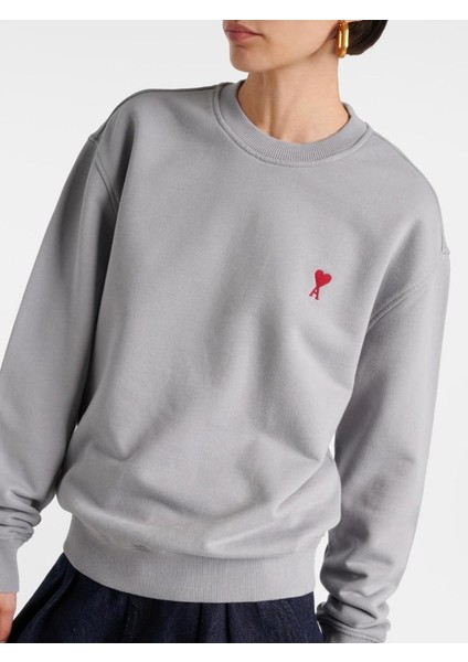 Kalp Nakışlı Oversize Sweatshirt