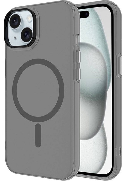 Apple iPhone 15 Plus Kılıf Magsafe Şarj Özellikli Buzlu Transparan C-Pro Sert Kapak