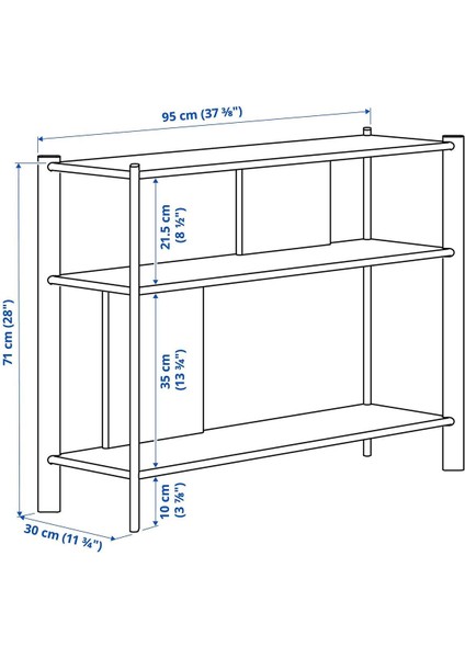 Jattesta Yan Sehpa, Dekoratif Bambu Sehpa Beyaz Renk 95X30 cm