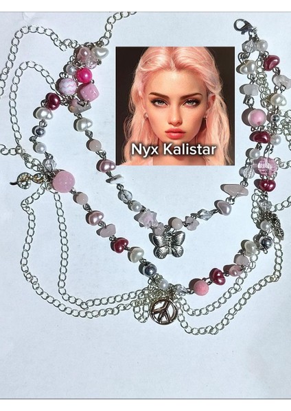 Pembe Fairycore Nyx Kalistar Metal Kolye