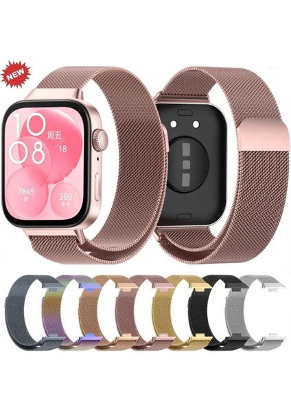 Huawei Watch Fit 3 Kordon Metal Hasır Örgülü Manyetik Mıknatıs Tasarımlı Paslanmaz Milano Kordon fırsatları