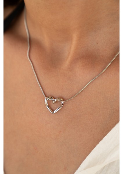 Çelik Silver Kalp Kolye