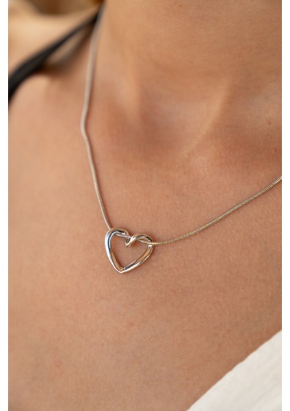 Çelik Silver Kalp Kolye modelleri