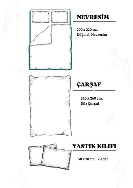 PEŞTEMAL DÜNYASI Pamuk Satençift Kişilik Nevresim Takımı