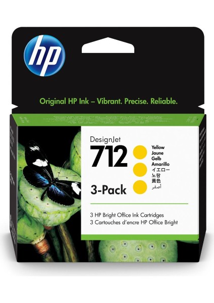 Hp 712 Yellow Sarı 29ML 3lü Paket Plotter Kartuşu 3ED79A