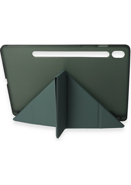 Denza Case Samsung Galaxy Tab A9 Plus Kılıf Katlanabilir Standlı Tablet Kapak - Koyu Yeşil