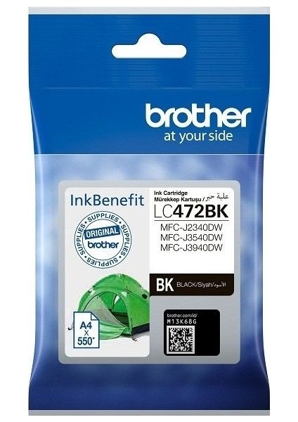 Brother LC472BK Orijinal Siyah Kartuş 550 Sayfa MFC-J2340DW / J3540DW / J3940DW