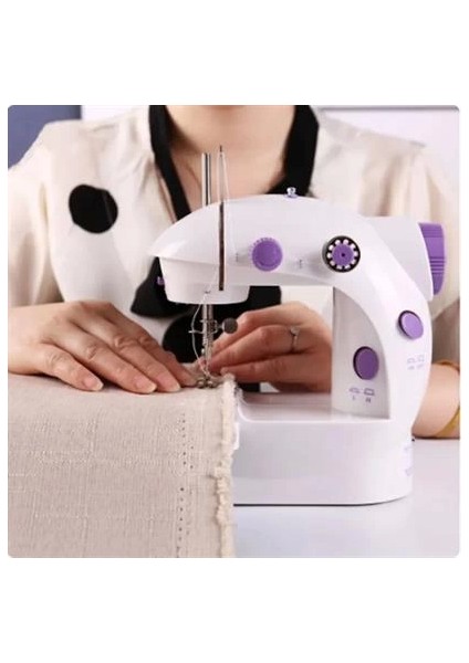 Pratik Taşınabilir Elektrikli Veya Pilli Seyahat Tipi Hız Ayarlı Kademeli Dikiş Makinesi ( Lisinya )