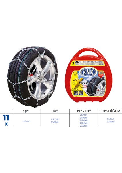 Patinaj Zinciri Takmatik Çapraz 15-16-17-18-49 Jant Zincir Ebatlari Için Resime Bakiniz Nrmsa