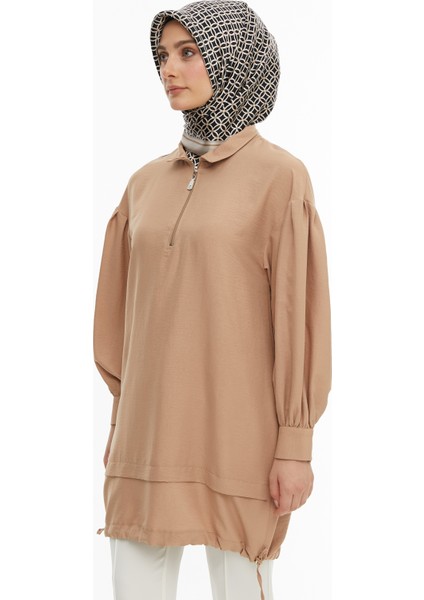 Camel Kolları Pile Detaylı Spor Tunik 2424068