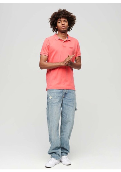 Düz Pembe Erkek Polo T-Shirt M1110345A2DB_VINT Destroy Polo