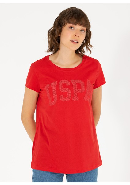 Bisiklet Yaka Kırmızı Kadın T-Shirt GEAN23 fırsatları