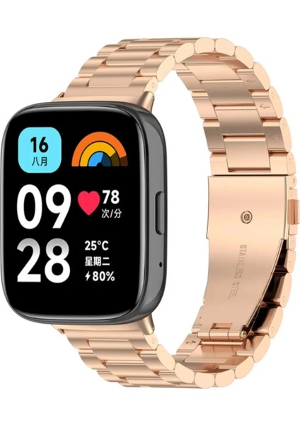 Xiaomi Redmi Watch 3 Active Uyumlu Metal Kordon Paslanmaz Çelik Baklalı Çelik Kordon Kayış