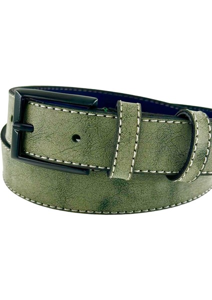 Yeşil Çocuk Boy Suni Deri Dikişli Model 3 Cm.lik Garson Klasik Kemer Okul Kemeri - G10 modelleri
