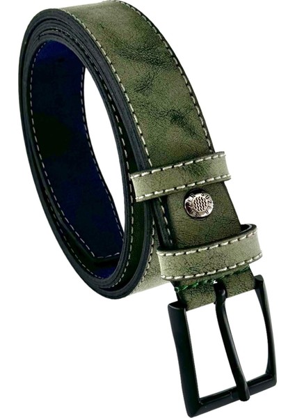 Yeşil Çocuk Boy Suni Deri Dikişli Model 3 Cm.lik Garson Klasik Kemer Okul Kemeri - G10 indirimleri