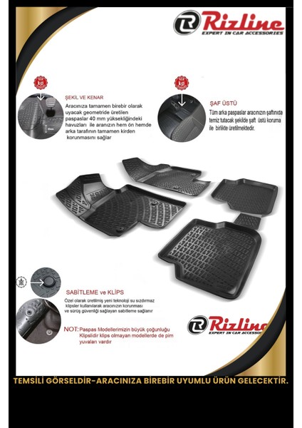 Peugeot 307 Hb 2001-2014 3D Havuzlu Paspas modelleri