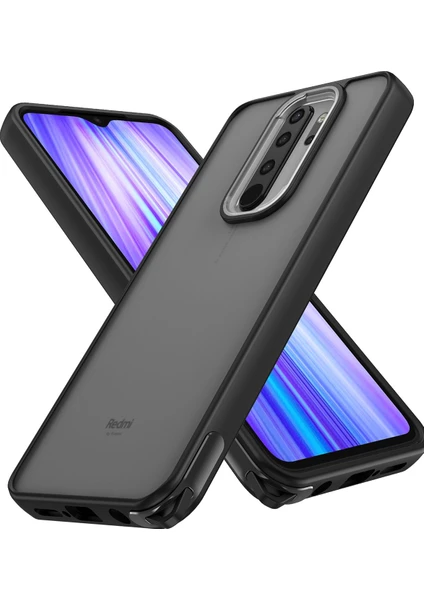 Denza Case Xiaomi Redmi Note 8 Pro Kılıf Kenarları Renkli Çıkıntılı Kapak - Siyah