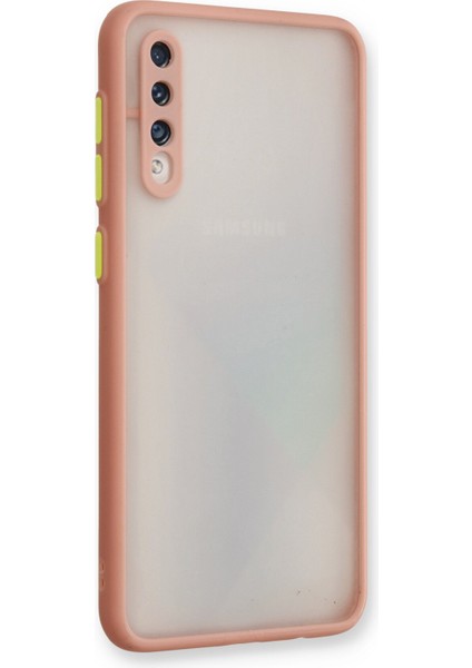 Samsung Galaxy A30S Kılıf Kenarları Renkli Mat Kapak - Pembe