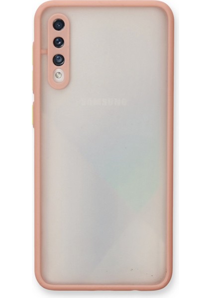 Samsung Galaxy A50 Kılıf Kenarları Renkli Mat Kapak - Pembe