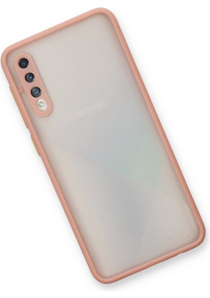 Samsung Galaxy A50 Kılıf Kenarları Renkli Mat Kapak - Pembe