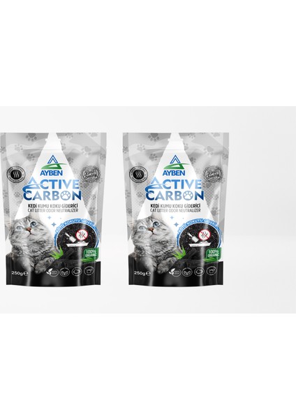 Active Carbon Kedi Kumu Koku Giderici 250 gr 2 Adet