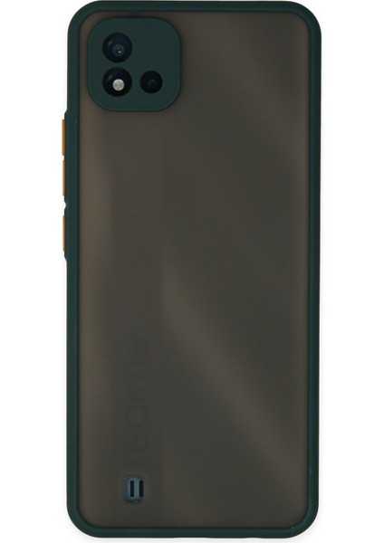 Denza Case Realme C11 2021 Kılıf Kenarları Renkli Mat Kapak - Yeşil