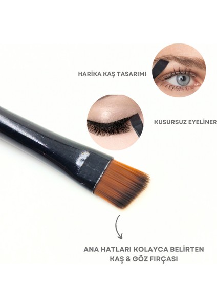 6'Lı Mini Ultra Ince Kesik Uçlu Açılı Makyaj Fırçası - 6'Lı Mini Eyeliner & Kaş & Kaş Farı Fırçası