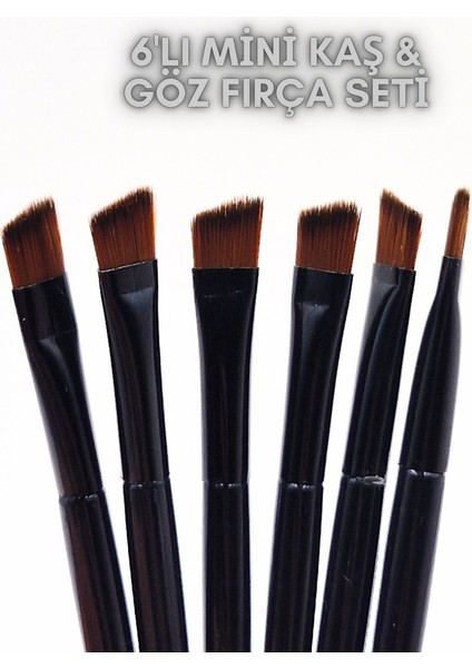 6'Lı Mini Ultra Ince Kesik Uçlu Açılı Makyaj Fırçası - 6'Lı Mini Eyeliner & Kaş & Kaş Farı Fırçası