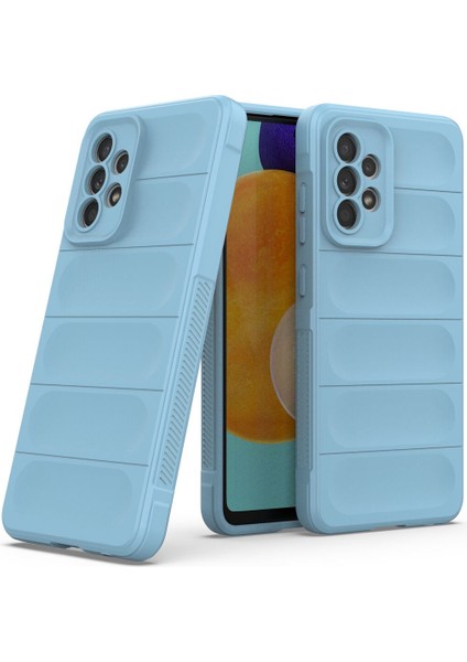 Denza Case Samsung Galaxy A52 Kılıf Arkası Bombeli Silikon Kapak - Sky Blue