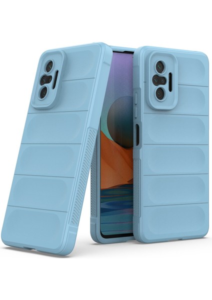 Denza Case Xiaomi Redmi Note 10 Pro Kılıf Arkası Bombeli Silikon Kapak - Sky Blue