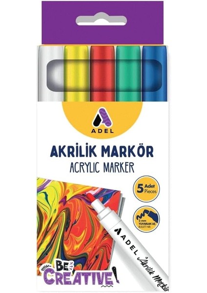 Akrilik Markör 5'li, Klasik Renkler