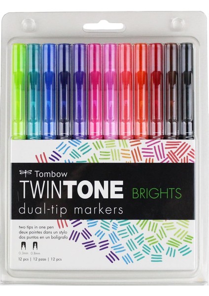 Twın Tone Dual-Tip G.kalem Seti Brights(Parlak Renkler) 12 Renk