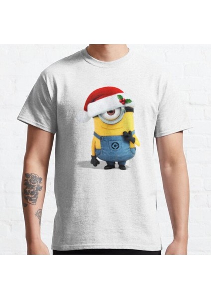 Zoka Wear Bol Kalıp Unisex Minions Christmas Carl Santa Hat Tasarım Baskılı Tshirt