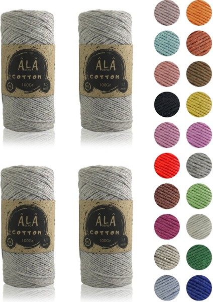 Cotton Melanj Gri Panç Amigurumi Ipi Koton Punch Ipi (1,5mm) - 4 x 100 Gram Toplam 400 Gram