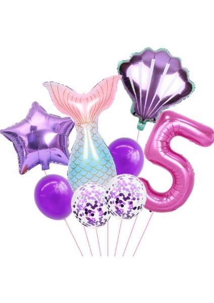 Deniz Kızı Konsept 5 Yaş Balon Deniz Kızı Doğum Günü Set Yaş Balon Set
