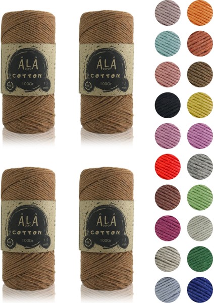 Cotton Taba Panç Amigurumi Ipi Koton Punch Ipi (1,5mm) - 4 x 100 Gram Toplam 400 Gram