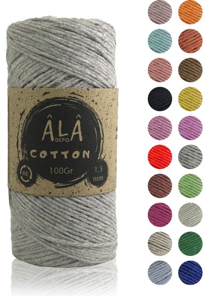 Cotton Panç Amigurumi Ipi Koton Punch Ipi 1,5mm - 100 Gram Melanj Gri