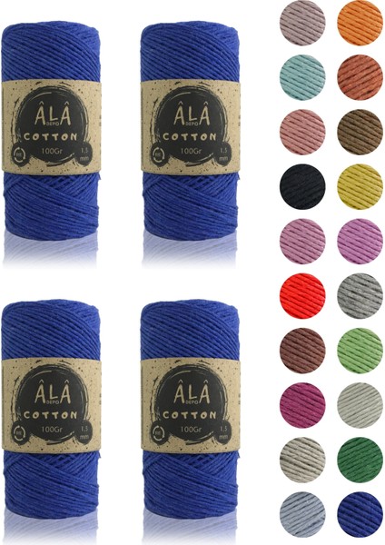 Cotton Mavi Panç Amigurumi Ipi Koton Punch Ipi (1,5mm) - 4 x 100 Gram Toplam 400 Gram
