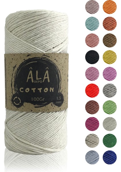 Cotton Panç Amigurumi Koton Punch Ipi 1,5mm - 100 Gram Kırık Beyaz (Ekru)