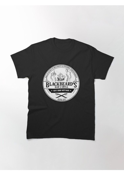 Zoka Wear Bol Kalıp Unisex Blackbeard's Bar And Grill Tasarım Baskılı Tshirt