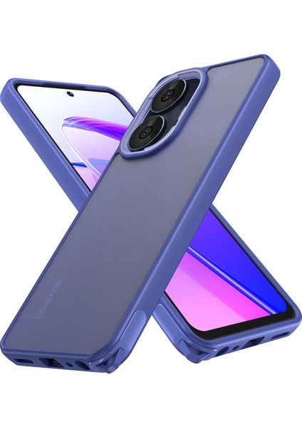 Denza Case Realme C55 Kılıf Kenarları Renkli Çıkıntılı Kapak - Açık Mavi