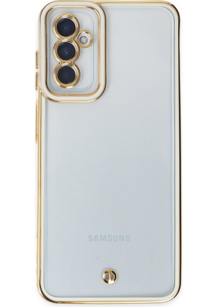 Denza Case Samsung Galaxy M13 Kılıf Kenarları Renkli Kamera Korumalı Kapak - Beyaz