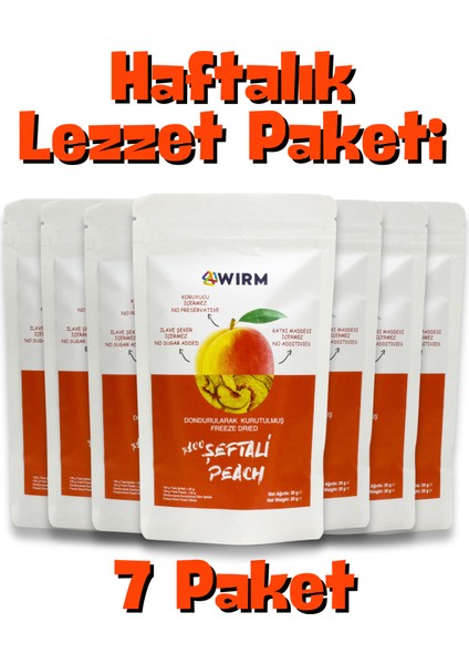 7'li Paket Freeze Dried Şeftali 20 gr | Dondurularak Kurutulmuş Meyve | Freeze Dry Meyve Kurusu