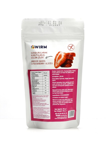 7'li Paket Freeze Dried Çilek 20 gr | Dondurularak Kurutulmuş Meyve | Freeze Dry Meyve Kurusu