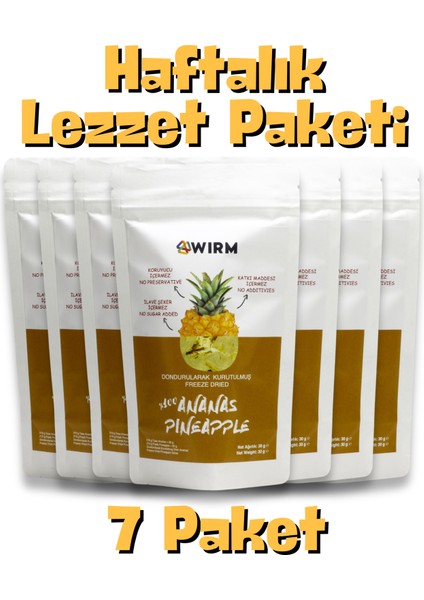 7'li Paket Freeze Dried Ananas 30 gr | Dondurularak Kurutulmuş Ananas | Egzotik ve Ferahlatıcı